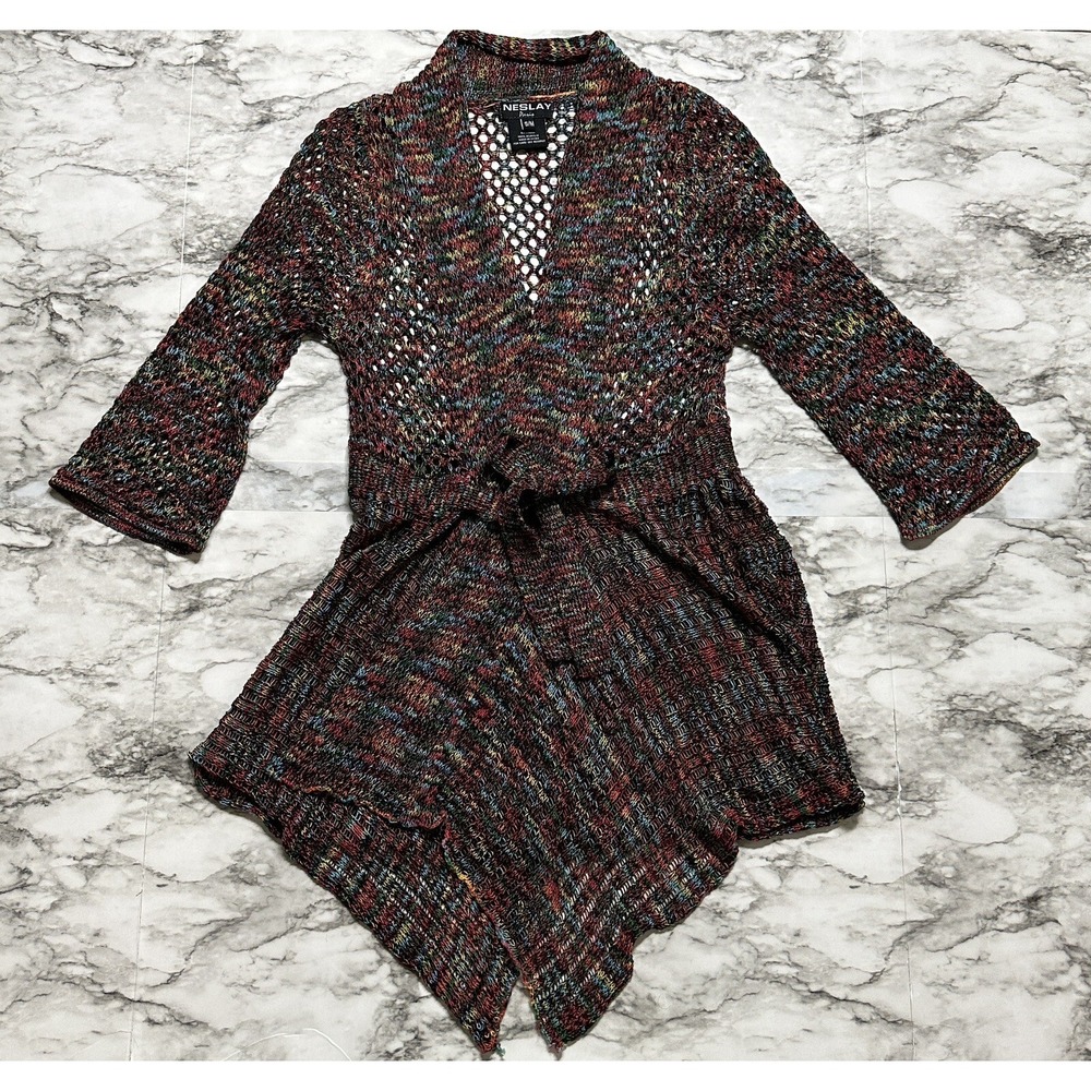 Neslay Paris‎ Women's Knit Rainbow MultiColor Open Wear Cardigan Size S/M